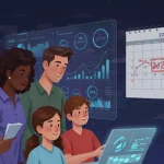 Family reviewing 2026 economic charts and financial indicators