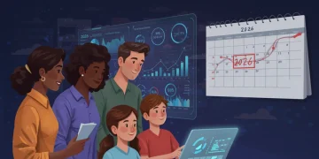 Family reviewing 2026 economic charts and financial indicators