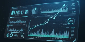 Digital dashboard with financial charts and growth trends for 2026 investments