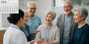 Older adults discussing healthcare options with a professional, symbolizing Medicare savings.