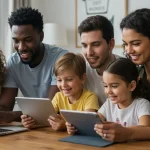 Family benefiting from affordable internet access in 2026