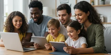 Family benefiting from affordable internet access in 2026