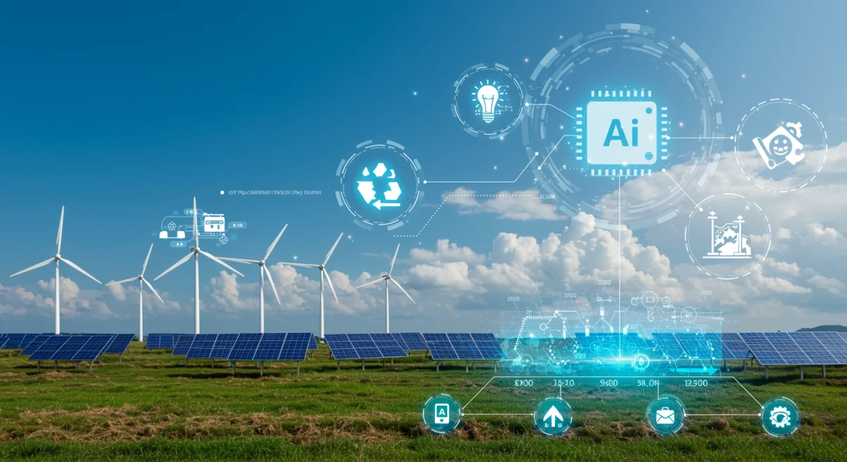 AI managing renewable energy sources for a smart, efficient grid.