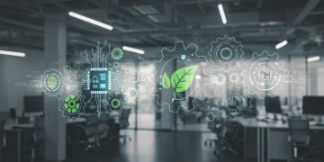 Circular economy in action, sustainable technology reducing e-waste