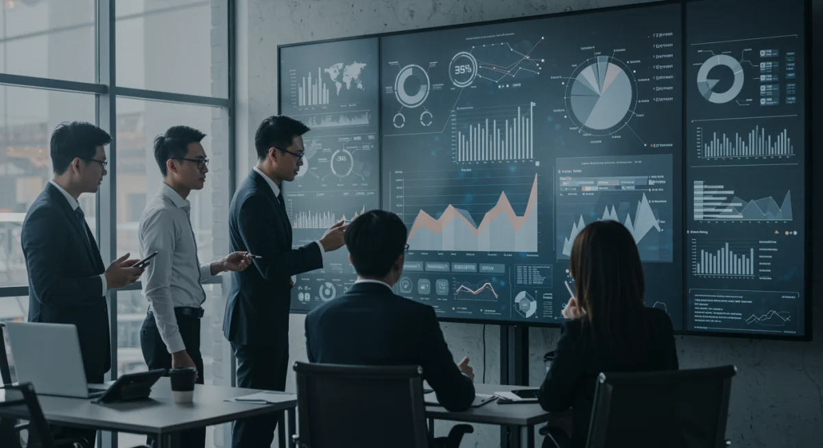 Business team making data-driven decisions with unified dashboards