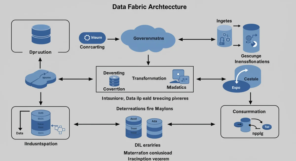 Diagram of data fabric architecture components and data flow
