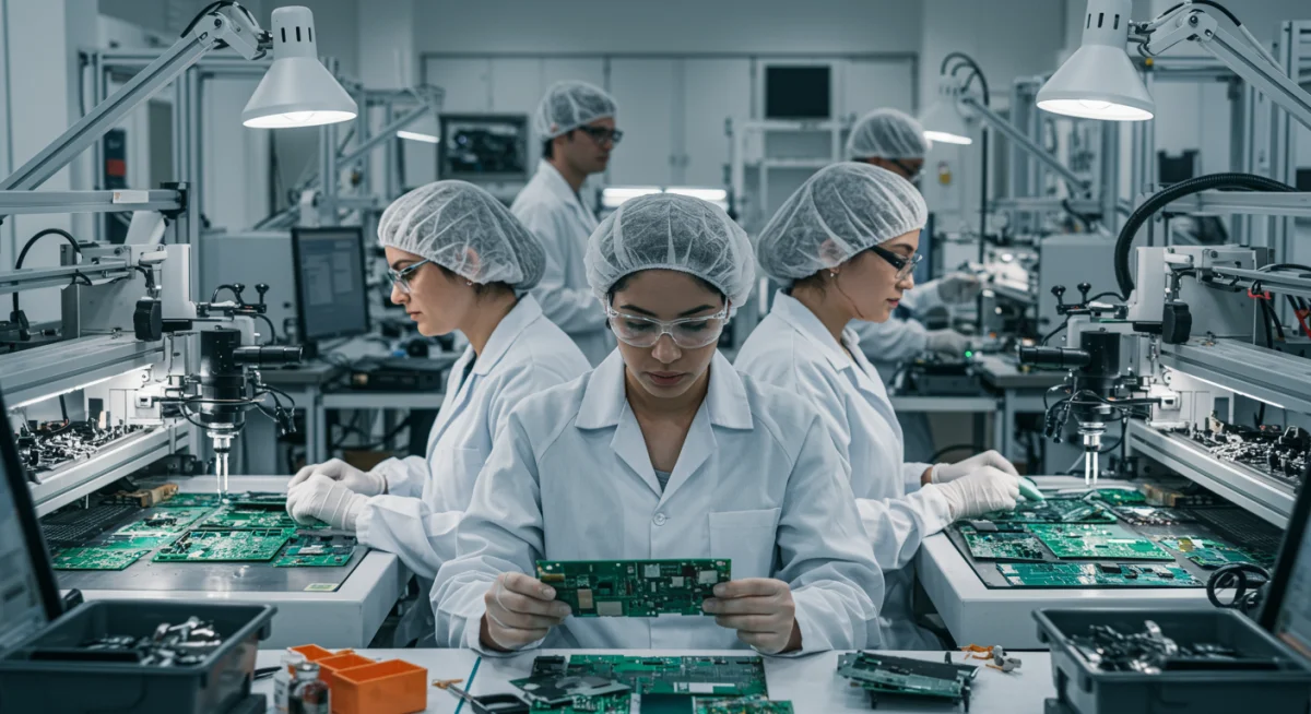 Engineers working on advanced e-waste recycling methods