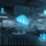 Edge computing devices and cloud server interconnected, representing data flow efficiency and cost savings.