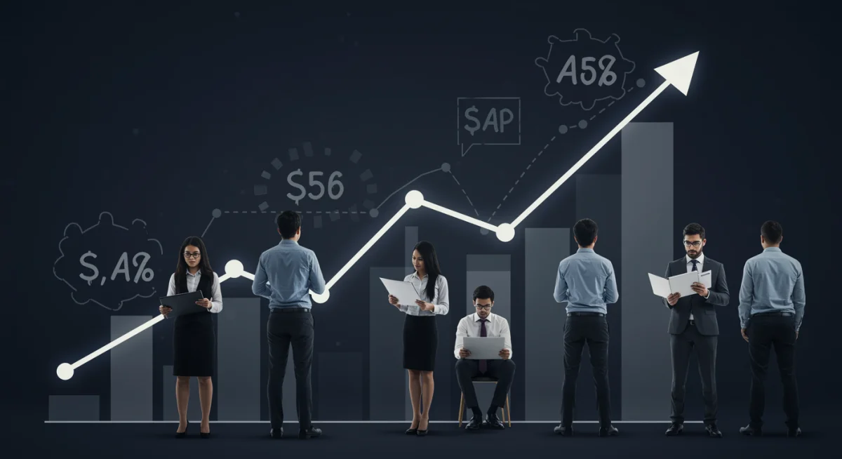 Graph illustrating stable employment trends with diverse workers, reflecting labor market stability.