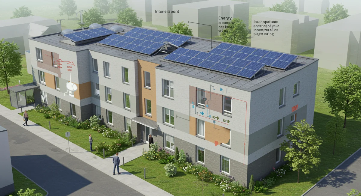 Energy-efficient public housing building with solar panels