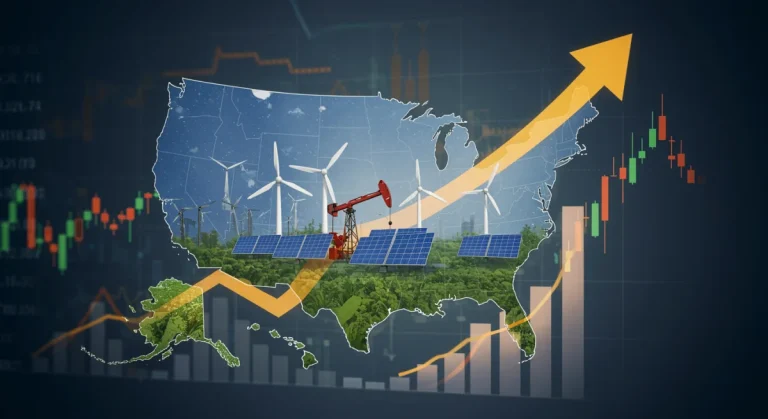 Illustration of energy price trends and their economic impact on the United States in 2026