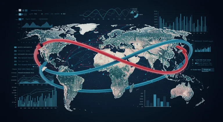 Global trade routes and economic data illustrating the impact of new trade agreements on U.S. industries in 2026.
