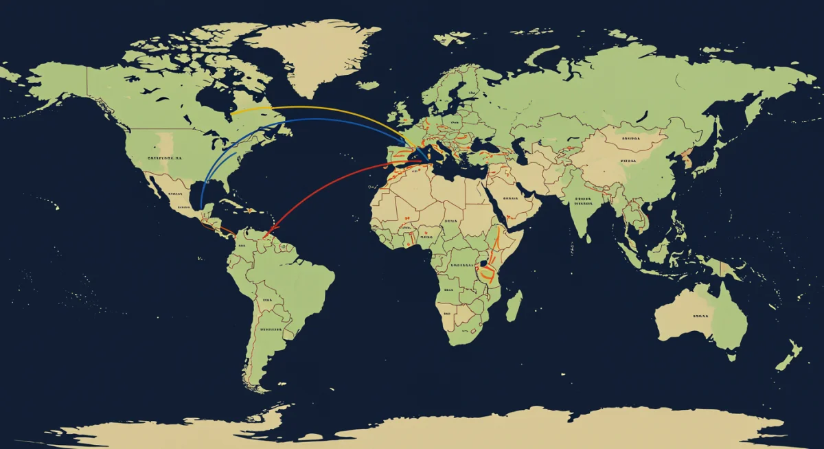 World map showing new trade routes and strategic alliances post-2026 U.S. policies.