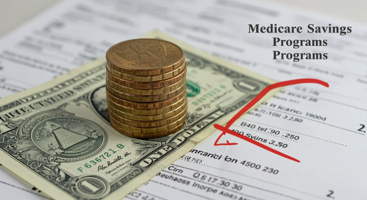 Stack of money next to a reduced healthcare bill, symbolizing savings.