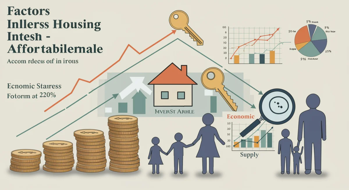 Factors influencing housing affordability: interest rates, supply, and economic data.
