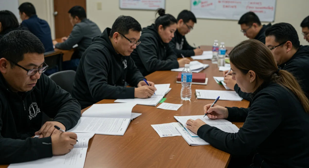 People attending a workshop about applying for housing assistance programs