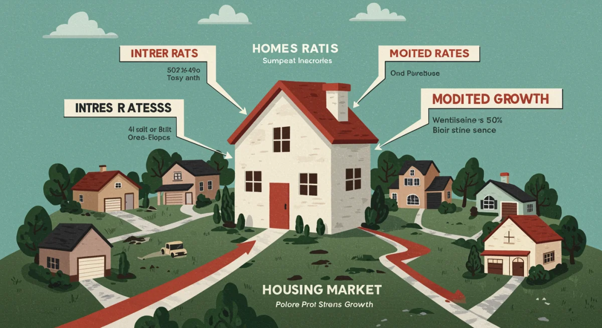 Housing market illustration with interest rates and home prices