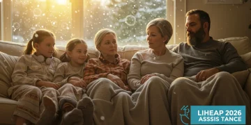 Family staying warm indoors with LIHEAP energy assistance