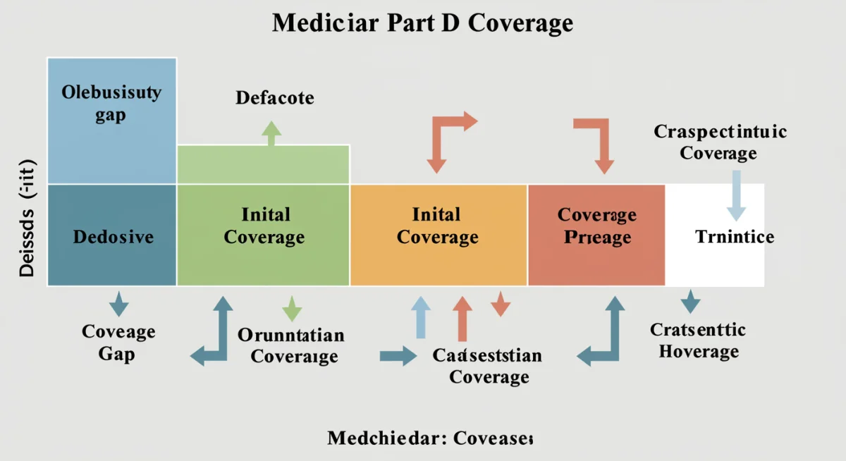 Infographic illustrating the four phases of Medicare Part D coverage.