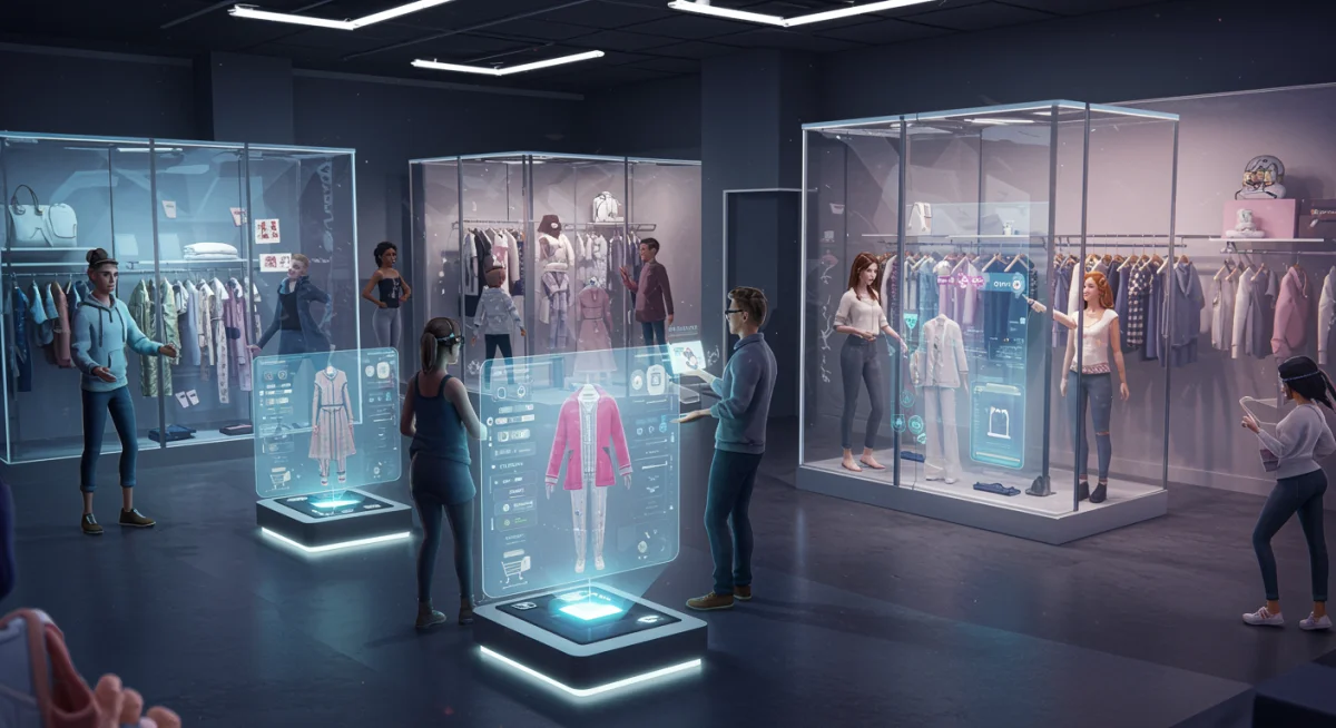 Virtual storefront in the metaverse displaying products