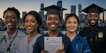 Public service professionals celebrating student loan forgiveness