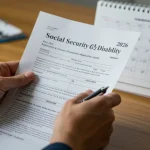 Person reviewing Social Security Disability application form for 2026 policy changes