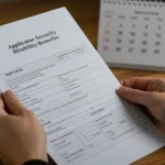 Hands holding Social Security Disability application form for 2026 benefits