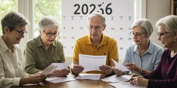 People discussing SSI changes for 2026, reviewing financial papers