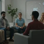 Support group session for mental health and substance abuse crisis intervention