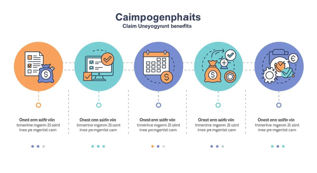 Infographic depicting the 5-step process for claiming unemployment benefits.