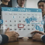 Illustration of 2026 calendar with unemployment benefit symbols and policy documents.