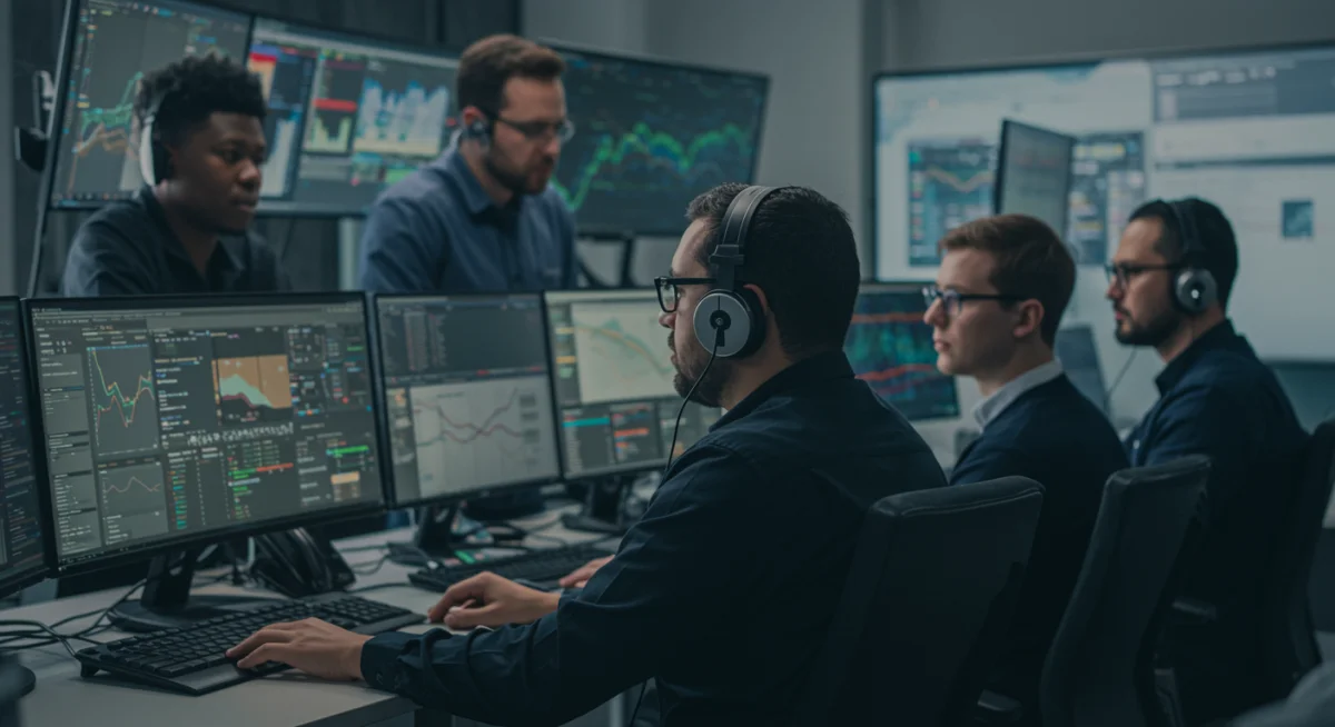 Cybersecurity team collaborating on unified security dashboard.