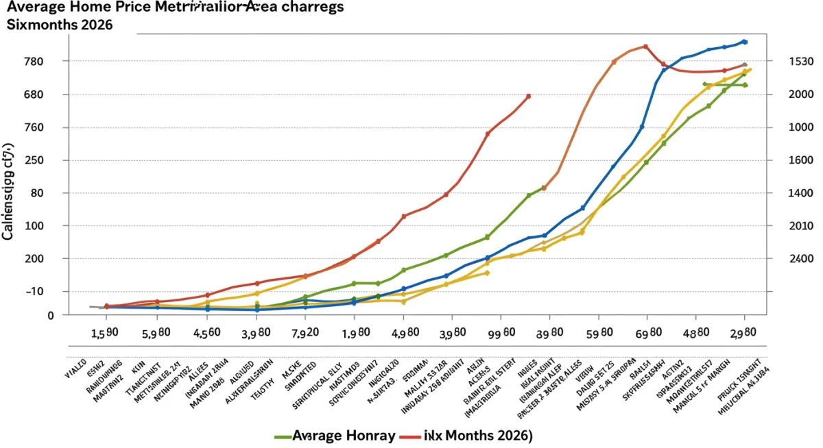 Chart depicting average home price changes in major US cities over six months.