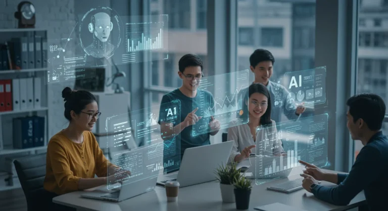 US marketing team using generative AI for accelerated content creation