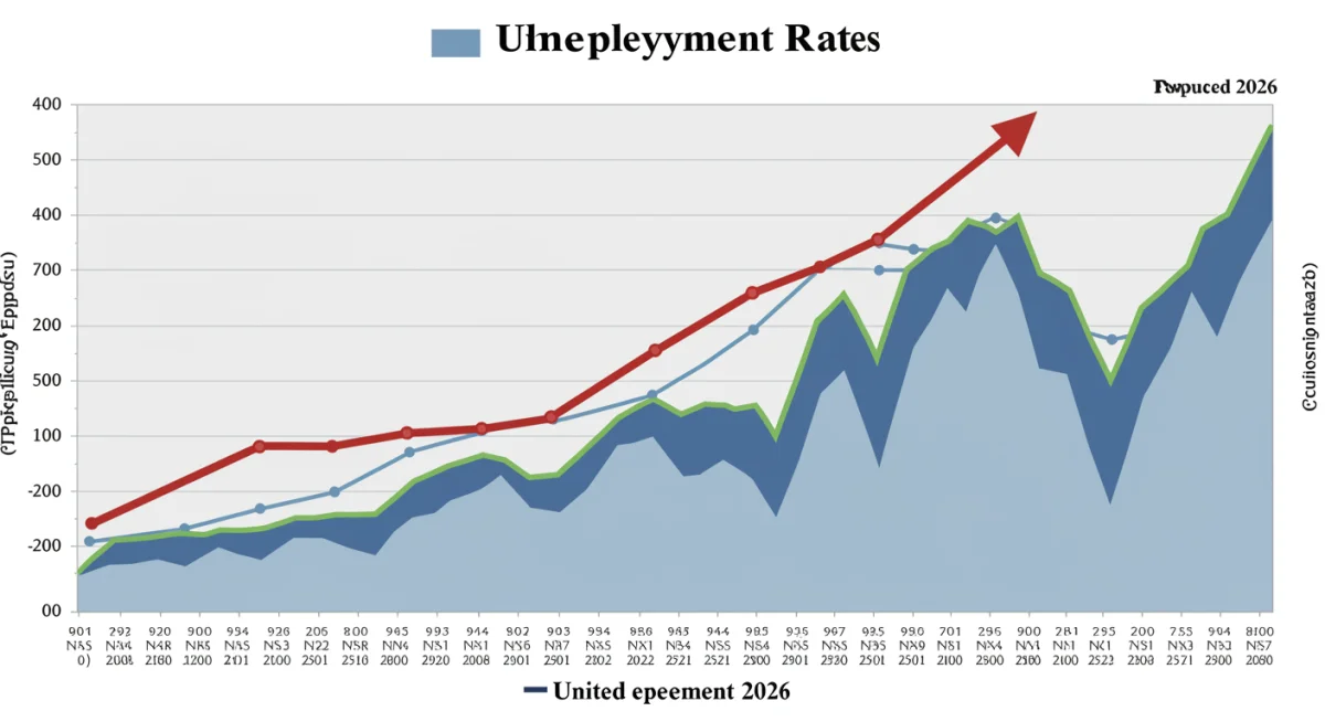 Chart showing historical and projected unemployment rates in the US, 2020-2026.