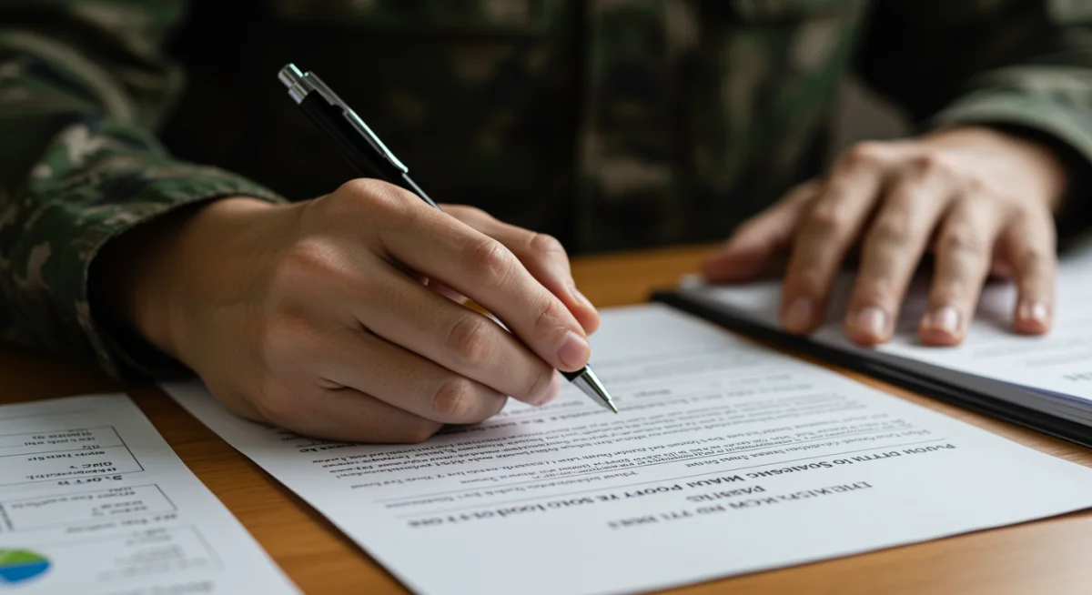 Veteran completing educational benefit application forms