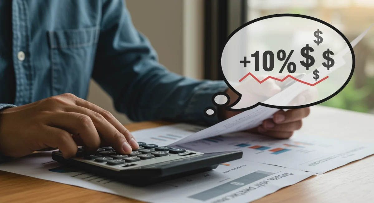 Person calculating potential 10% increase in unemployment payouts.