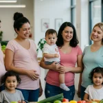 Diverse mothers and children benefiting from WIC program support